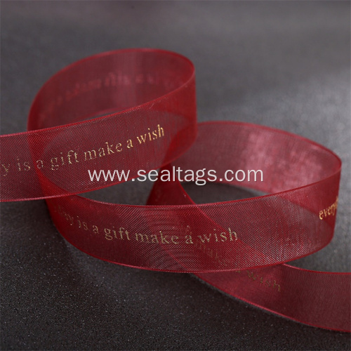 Gold logo hot stampling organza ribbon